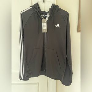 Brand new Adidas track top hoodie with signature 3 stripes